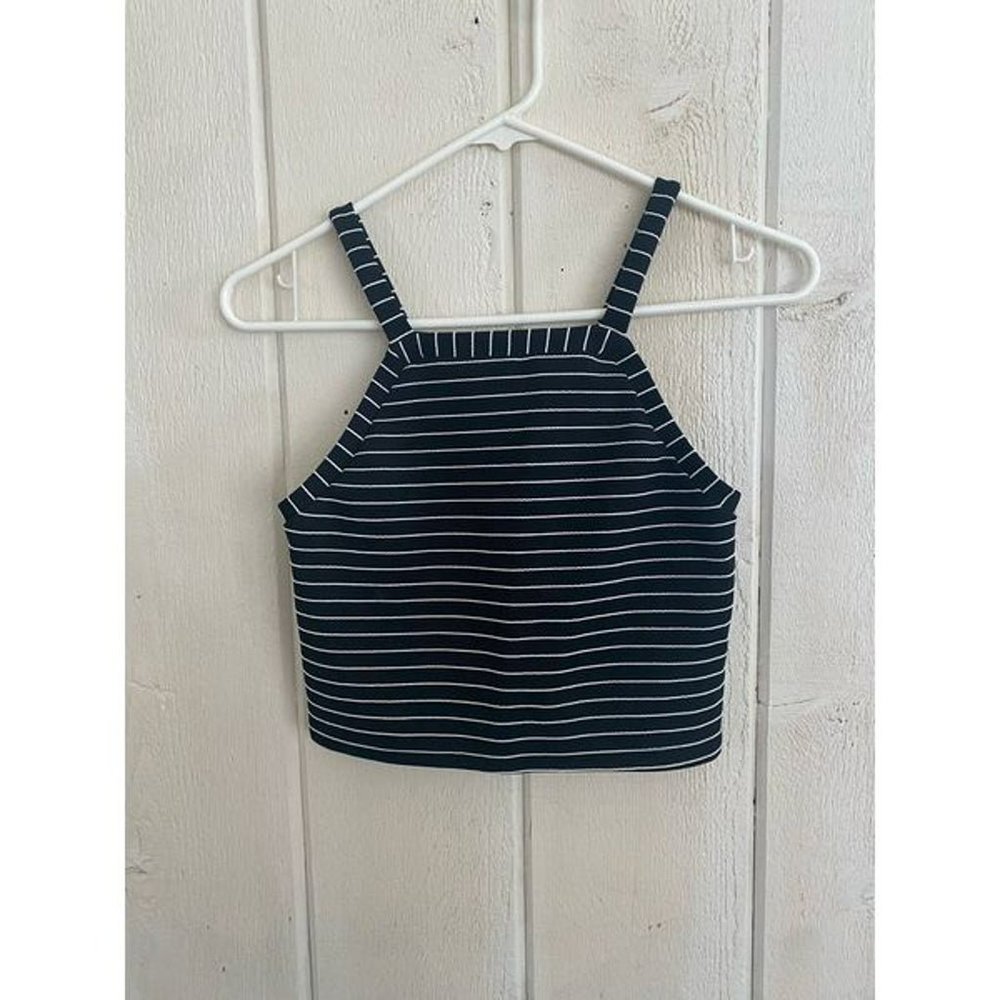 TopShop Black & White Striped Crop Top Tank Size 4